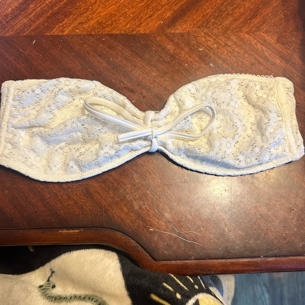 Hollister White Lace Bandeau Swim Top